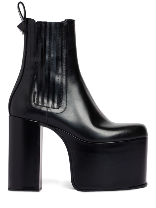 Valentino Garavani: 125mm Beatle leather platform boots - Black - women_0 | Luisa Via Roma