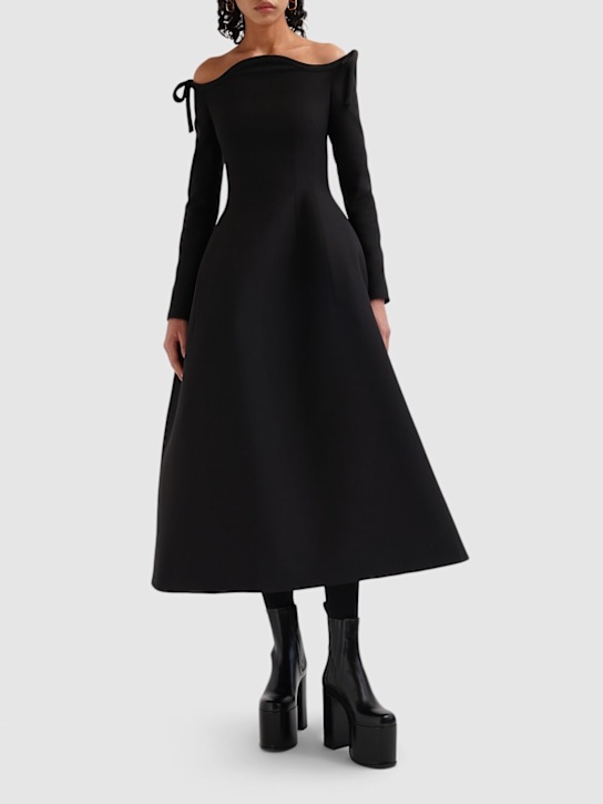 Valentino Garavani: 125mm Beatle leather platform boots - Black - women_1 | Luisa Via Roma