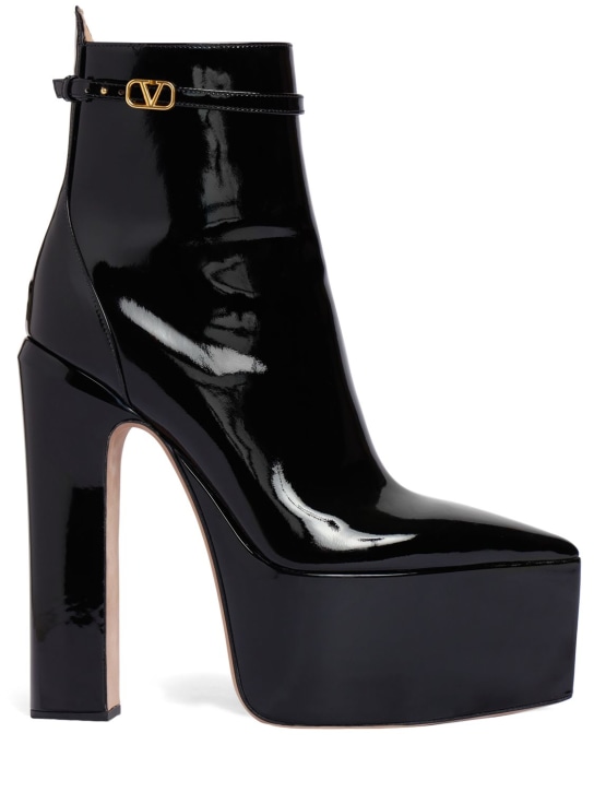 Valentino Garavani: 165mm Tan-go leather boots with logo - Black - women_0 | Luisa Via Roma