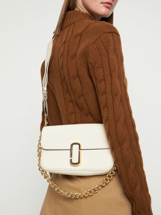 Marc Jacobs: The J Marc leather shoulder bag - Cloud White - women_1 | Luisa Via Roma