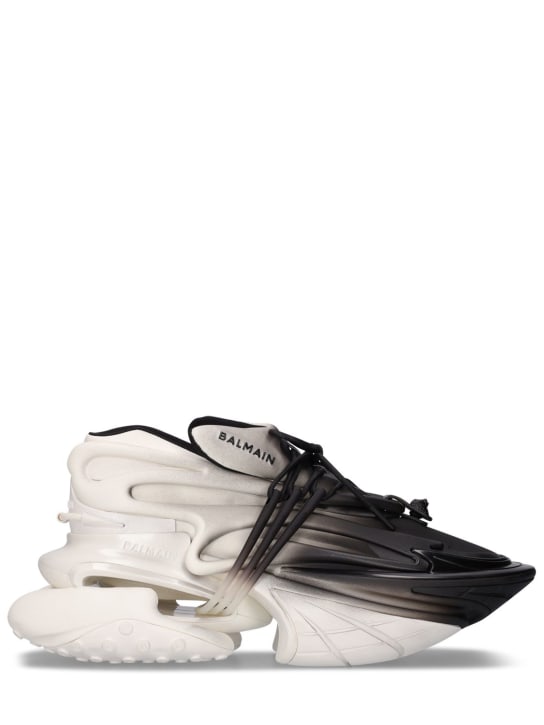 Balmain: Sneakers Unicorn in pelle e neoprene - men_0 | Luisa Via Roma