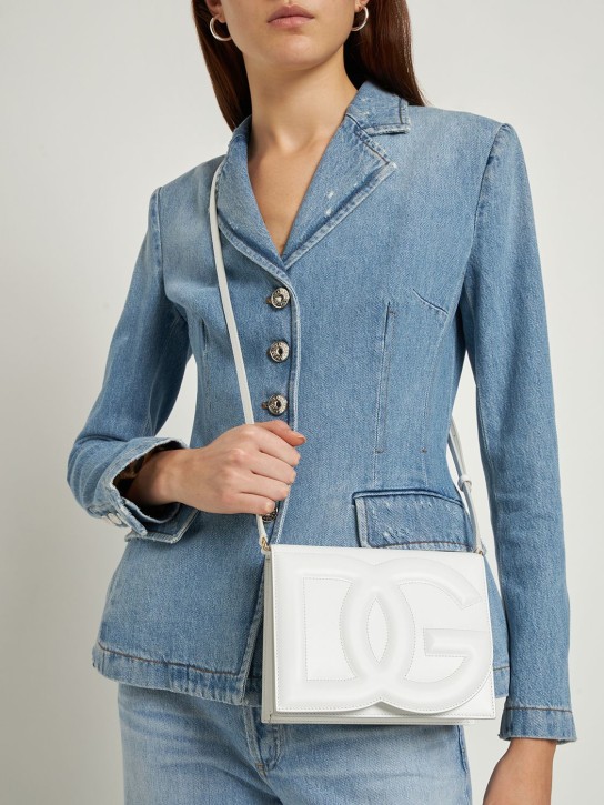 Dolce&Gabbana: Sac porté épaule en cuir à logo DG - Blanc Optique - women_1 | Luisa Via Roma