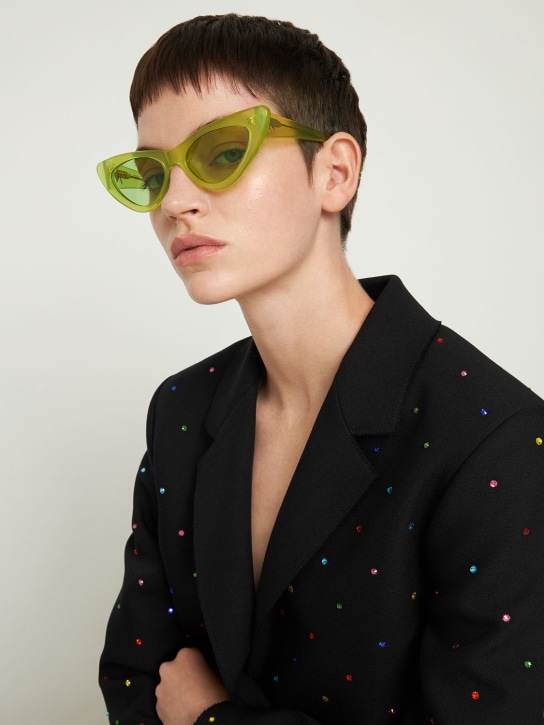 The Attico: Dora cat-eye acetate sunglasses - Lime/Green - women_1 | Luisa Via Roma
