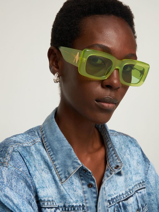 The Attico: Marfa squared acetate sunglasses - Green - women_1 | Luisa Via Roma