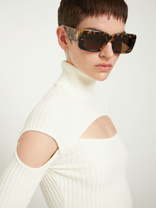 The Attico: Marfa squared acetate sunglasses - Tortoise shell/Brown - women_1 | Luisa Via Roma