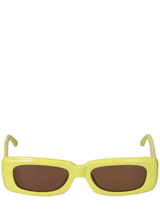 The Attico: Mini Marfa squared acetate sunglasses - Lemon/Brown - women_0 | Luisa Via Roma