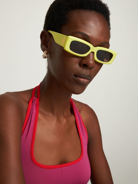 The Attico: Mini Marfa squared acetate sunglasses - Lemon/Brown - women_1 | Luisa Via Roma