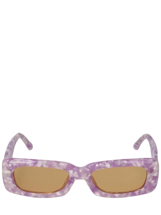 The Attico: Mini Marfa squared acetate sunglasses - Marble/Yellow - women_0 | Luisa Via Roma