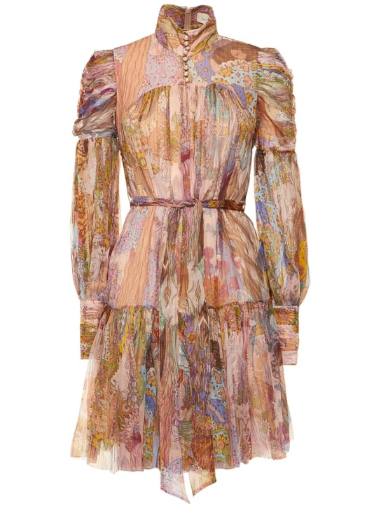 Zimmermann: Kaleidoscope silk & lurex mini dress - women_0 | Luisa Via Roma