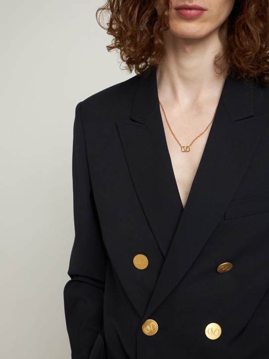 Valentino Garavani: V logo charm long necklace - Gold - men_1 | Luisa Via Roma