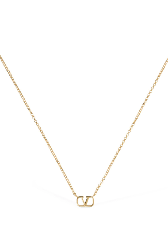 Valentino Garavani: V logo charm long necklace - Gold - men_0 | Luisa Via Roma