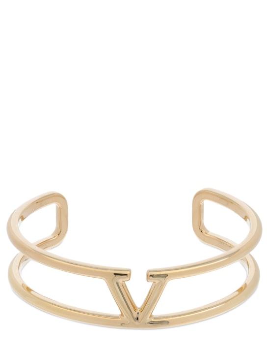 Valentino Garavani: V logo empty cuff bracelet - Gold - men_0 | Luisa Via Roma