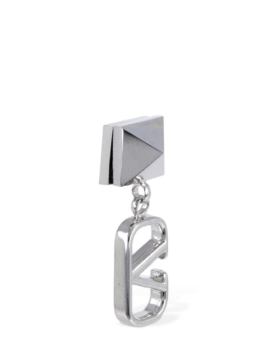 Valentino Garavani: Rockstud & V logo mono earring - Silver - men_1 | Luisa Via Roma