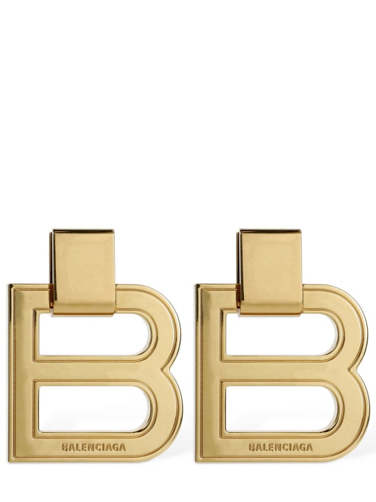 Balenciaga: XL Hourglass earrings - Gold - men_0 | Luisa Via Roma