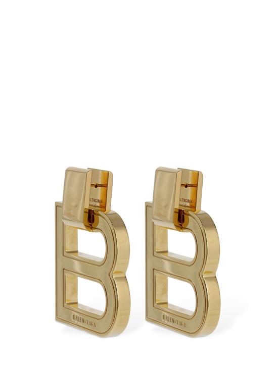 Balenciaga: XL Hourglass earrings - Gold - men_1 | Luisa Via Roma