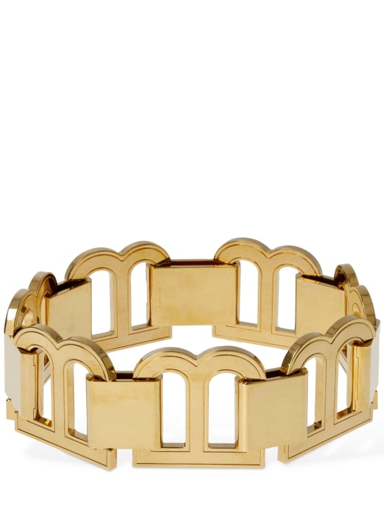 Balenciaga: XL Hourglass brass choker necklace - Gold - men_0 | Luisa Via Roma