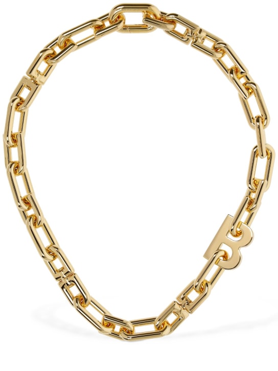 Balenciaga: B chain thin brass necklace - Shiny Gold - women_0 | Luisa Via Roma