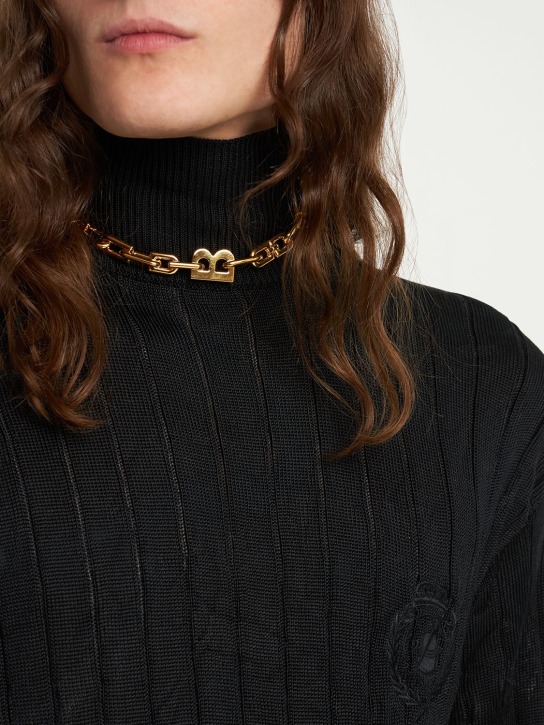 Balenciaga: B chain thin brass necklace - Shiny Gold - men_2 | Luisa Via Roma