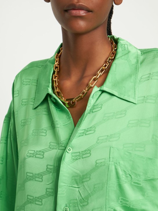Balenciaga: B chain thin brass necklace - Shiny Gold - men_3 | Luisa Via Roma