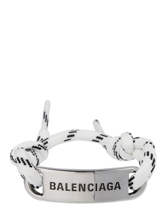 Balenciaga: プレートブレスレット - ホワイト/ブラック - women_0 | Luisa Via Roma