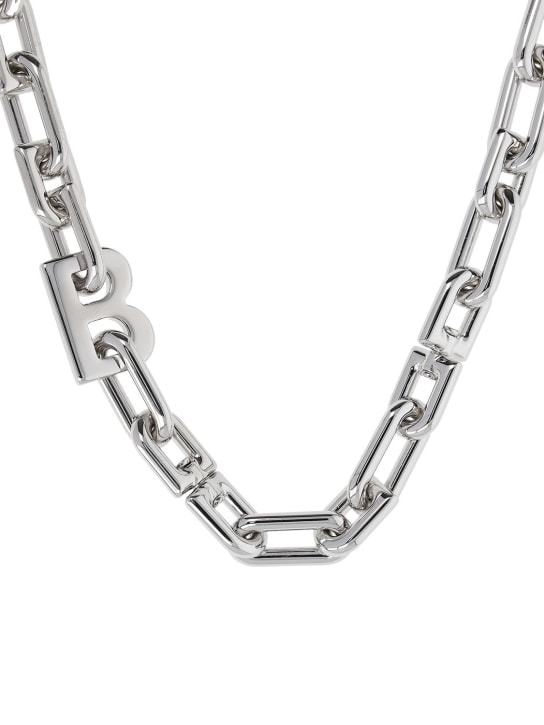 Balenciaga: B chain thin brass necklace - Silver - men_1 | Luisa Via Roma