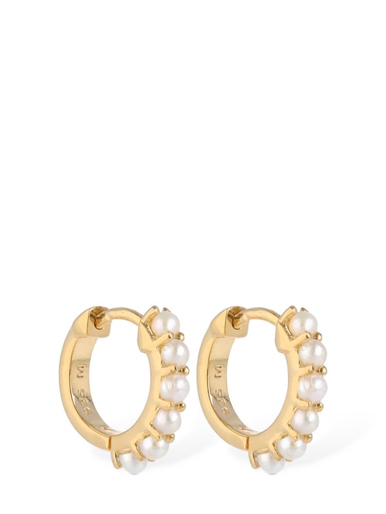 Missoma: Hinged pearl huggie earrings - Gold/White - women_0 | Luisa Via Roma