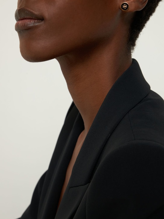 Tory Burch: Kira enamel stud earrings - Black/Gold - women_1 | Luisa Via Roma