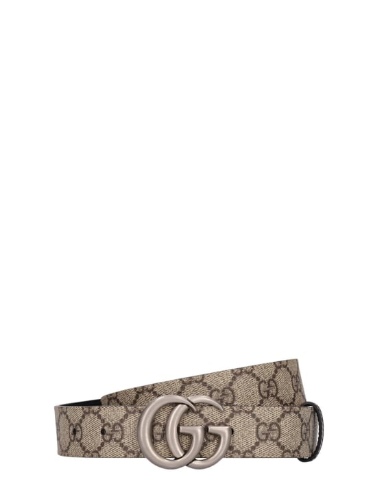 Gucci: 3cm Reversible logo belt - Beige - men_0 | Luisa Via Roma