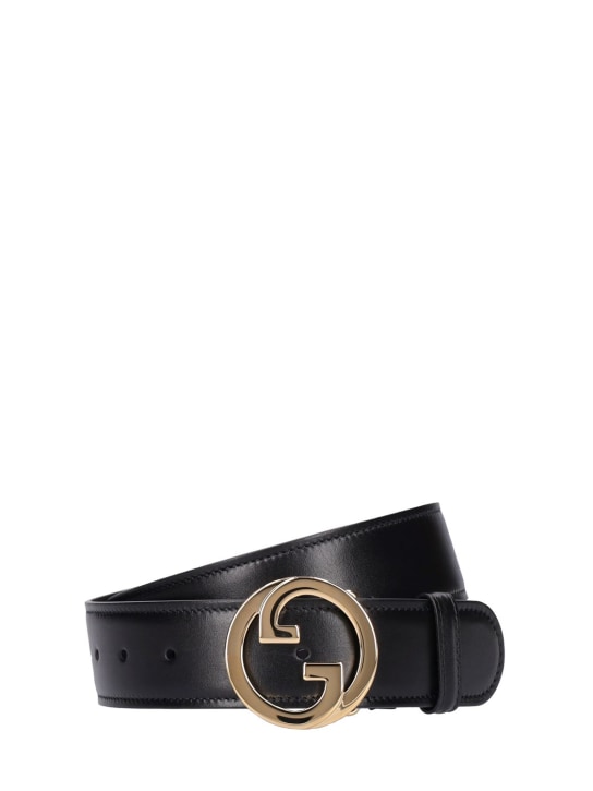 Gucci: 4cm Gucci Blondie leather belt - Siyah - men_0 | Luisa Via Roma
