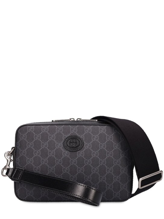 Gucci: Canvas messenger bag - Black - men_0 | Luisa Via Roma