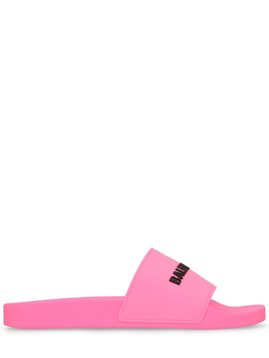 Balenciaga: 10mm Rubber slide sandals - Pembe - women_0 | Luisa Via Roma