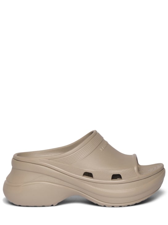 Balenciaga: 85mm Rubber pool slide sandals - Beige - women_0 | Luisa Via Roma