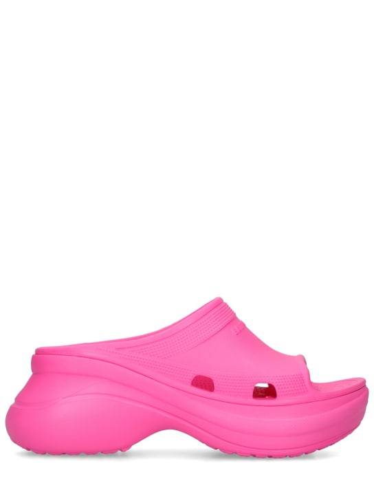 Balenciaga: 85mm Rubber pool slide sandals - Pink - women_0 | Luisa Via Roma