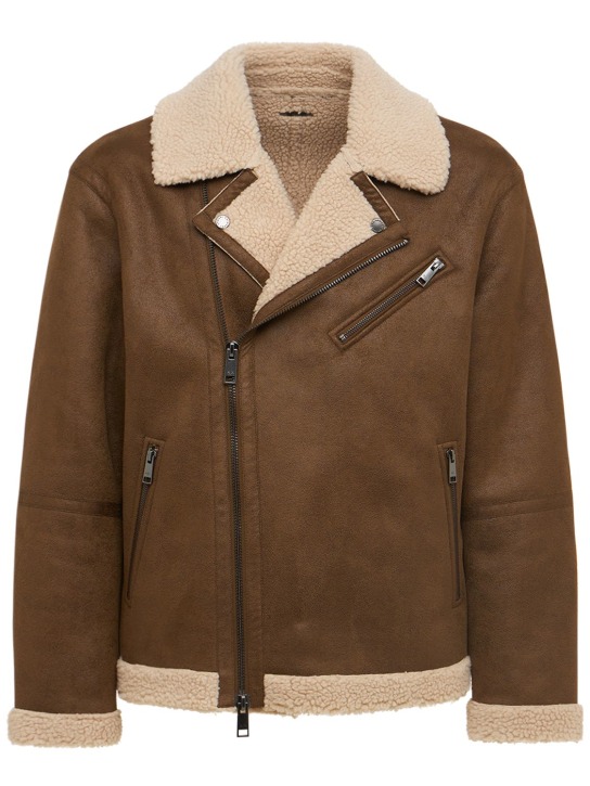 Armani Exchange: Faux shearling jacket - men_0 | Luisa Via Roma