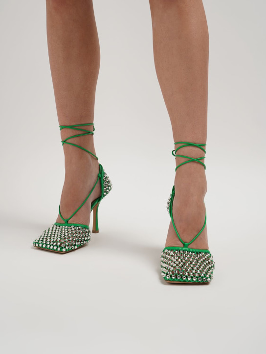Bottega Veneta: Zapatos de tacón Sparkle stretch 90mm - Parakeet - women_1 | Luisa Via Roma