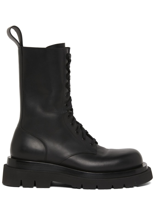 Bottega Veneta: 40mm Lug leather combat boots - Black - women_0 | Luisa Via Roma