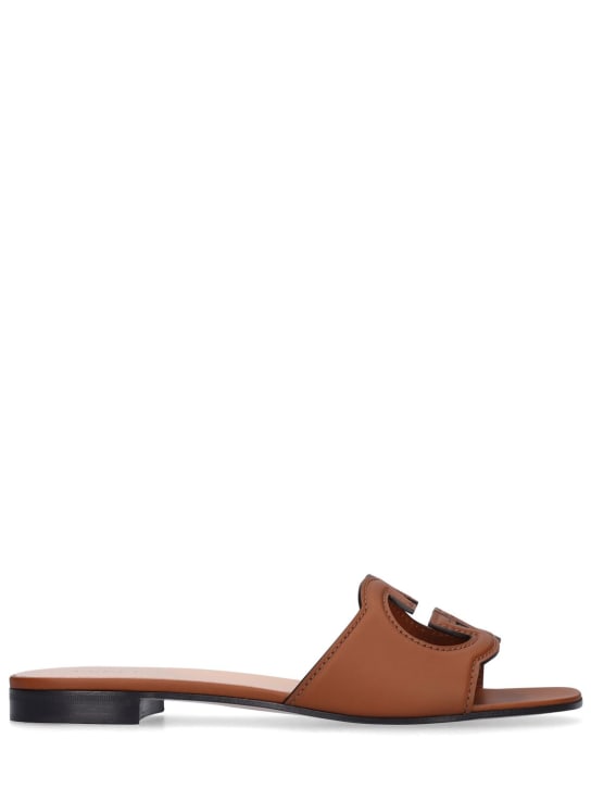 Gucci: 20mm GG cutout leather slide sandals - Cuir - women_0 | Luisa Via Roma