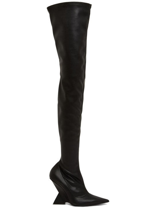 The Attico: 105mm Cheope faux leather thigh boots - Black - women_0 | Luisa Via Roma