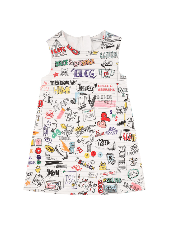 Dolce&Gabbana: MIDIKLEID AUS POPELINE - Weiß/Multi - kids-girls_0 | Luisa Via Roma