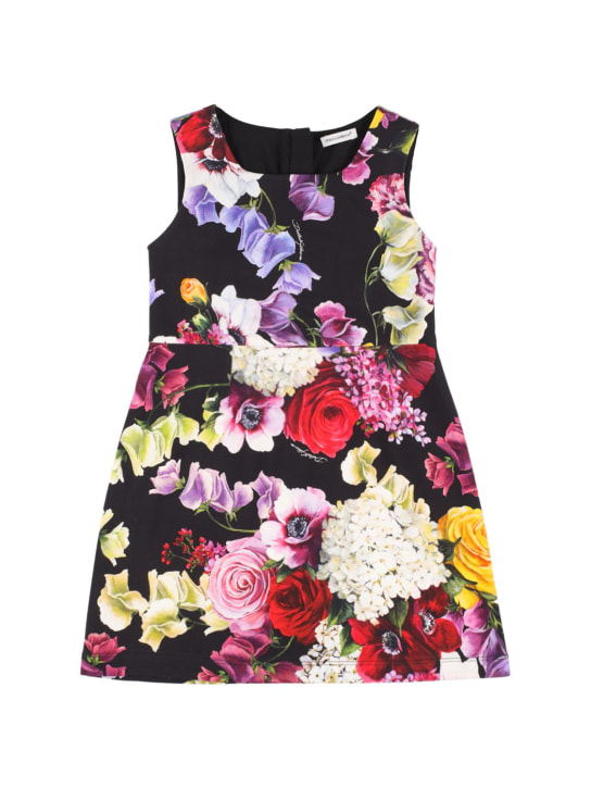 Dolce&Gabbana: Vestido midi de cady estampado - Multicolor - kids-girls_0 | Luisa Via Roma