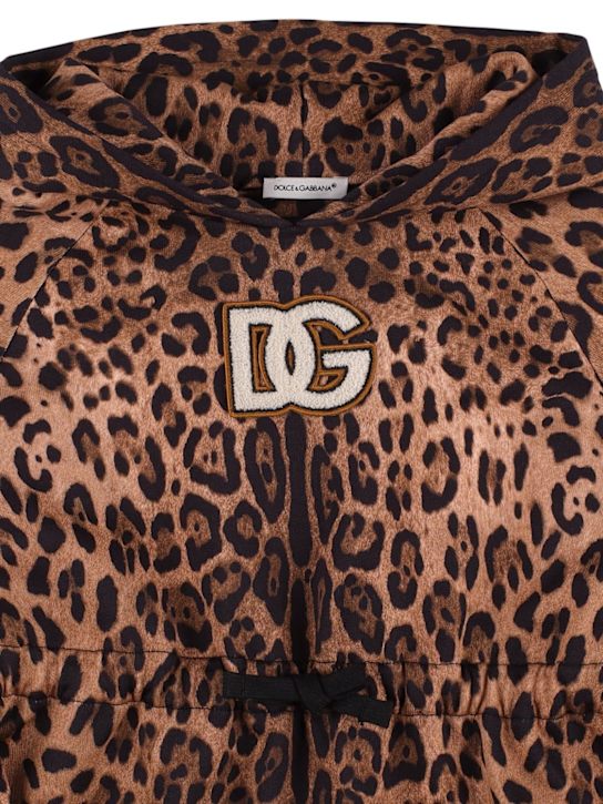 Dolce&Gabbana: KLEID AUS BAUMWOLLFLEECE MIT DRUCK - Schwarz/ Braun - kids-girls_1 | Luisa Via Roma