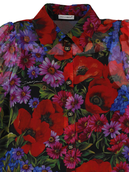 Dolce&Gabbana: Camisa de chifón de seda con estampado - Multicolor - kids-girls_1 | Luisa Via Roma