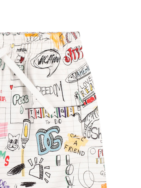 Dolce&Gabbana: コットンスウェットパンツ - ホワイト/マルチ - kids-girls_1 | Luisa Via Roma