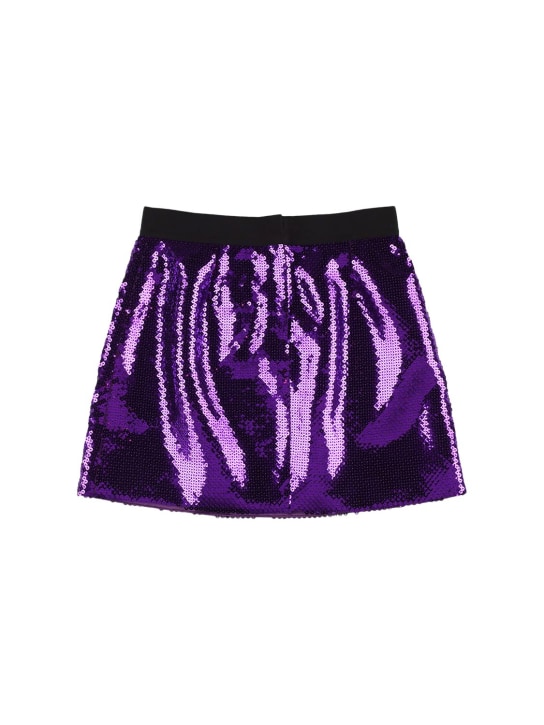 Dolce&Gabbana: Logo亮片迷你短裙 - 紫色 - kids-girls_0 | Luisa Via Roma