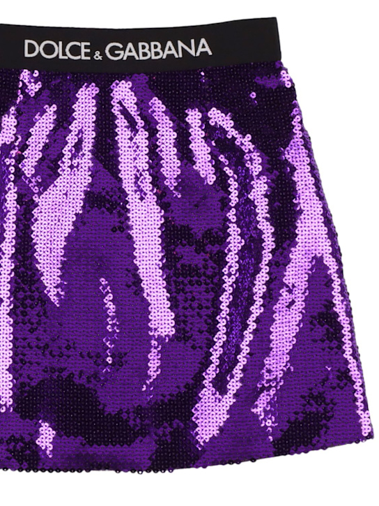 Dolce&Gabbana: Logo亮片迷你短裙 - 紫色 - kids-girls_1 | Luisa Via Roma