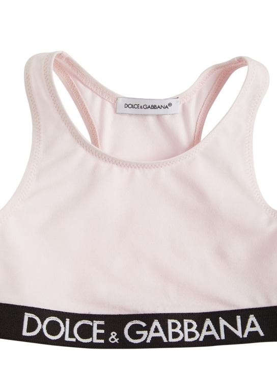 Dolce&Gabbana: Top e slip in misto cotone con logo - Rosa - kids-girls_1 | Luisa Via Roma