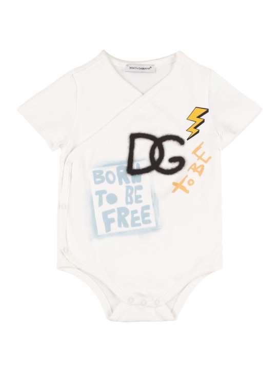 Dolce&Gabbana: Set of 2 Cotton jersey bodysuits - White/Multi - kids-boys_1 | Luisa Via Roma