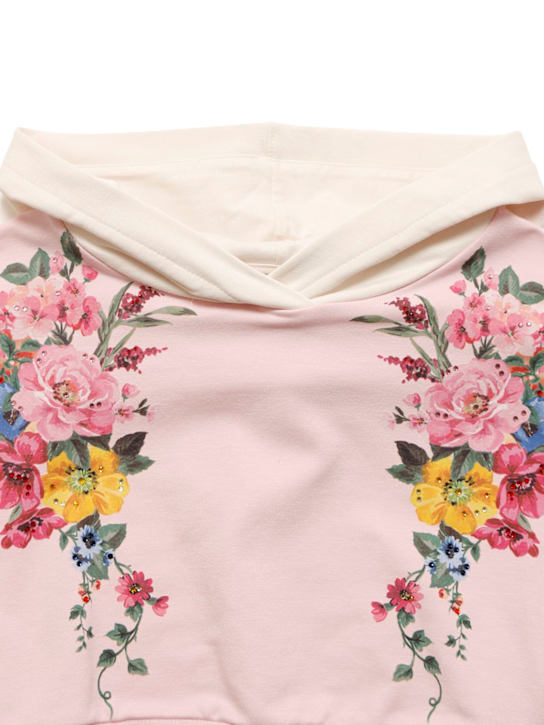 Monnalisa: Sudadera de mezcla de algodón con capucha - Rosa - kids-girls_1 | Luisa Via Roma