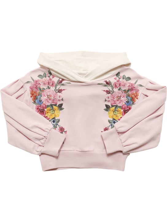 Monnalisa: Sudadera de mezcla de algodón con capucha - Rosa - kids-girls_0 | Luisa Via Roma