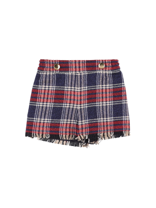 Monnalisa: Shorts in misto cotone tartan - Rosso/Blu - kids-girls_0 | Luisa Via Roma